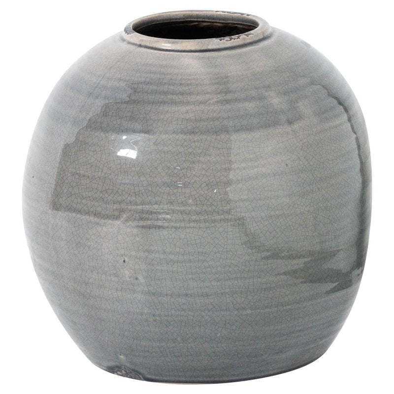 Garda Grey Glazed Tiber Vase - White Ceramic Decorative Vase - Vases - British D'sire