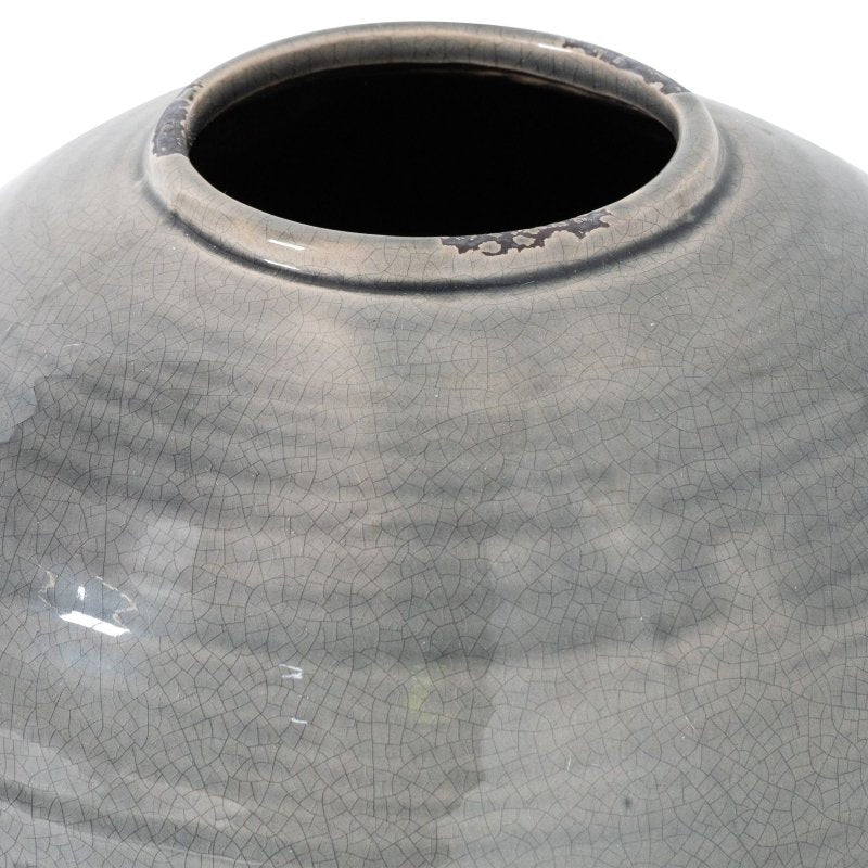 Garda Grey Glazed Tiber Vase - White Ceramic Decorative Vase - Vases - British D'sire