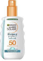 Garnier Ambre Solaire Invisible Protect Refresh Spray SPF50, Invisible Finish Transparent Sun Cream Spray, High Sun Protection Factor 50 SPF, Water Resistant Sunscreen, UVA & UVB Protection, 200ml - British D'sire
