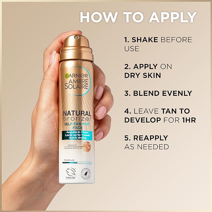 Garnier Ambre Solaire Natural Bronzer Quick Drying Dark Self Tan Face Mist 75ml Secondary image
