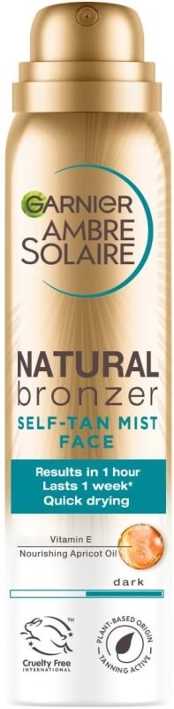 Garnier Ambre Solaire Natural Bronzer Quick Drying Dark Self Tan Face Mist 75ml - British D'sire