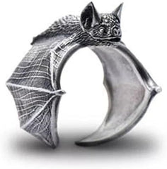 GAUEIOUR Adjustable Vintage Bat Rings,Halloween Black Bat Ring Male,Gothic Halloween Jewelry Ring,Personalized Vintage Animal Open Ring - Rings - British D'sire