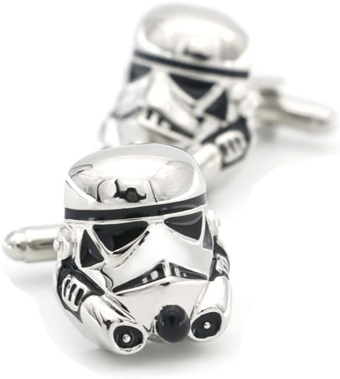 GAUEIOUR Stormtrooper Cufflinks,Fashion Movie Accessories Cufflinks, Men's Personalized Shirt Accessories Sleeve Studs, Men's Cufflink Gifts (Silver) - Men's Cuff Links and Tie Clips - British D'sire Main image
