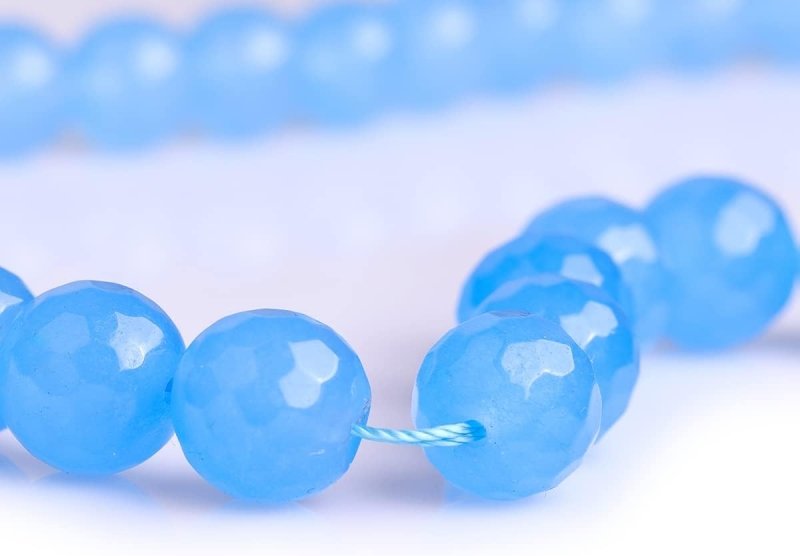 Gem - Inside 4mm Faceted Light Blue Jade Natural Gemstone Round Semi Precious Loose Beads for Jewellery Making 15" Strand - Beads - British D'sire