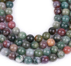 GEM - Inside 8mm Green Indian Agate Round Gemstone Semi Precious Loose Beads for Jewellery Making 15'' - Beads - British D'sire