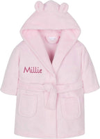Gembroidery Personalised Baby Bathrobe Hooded Fleece Dressing Gown Super Soft Gifts Bath Robe For Boys Girls Cute Teddy Ears 0 - 4 Years - Baby Robes - British D'sire