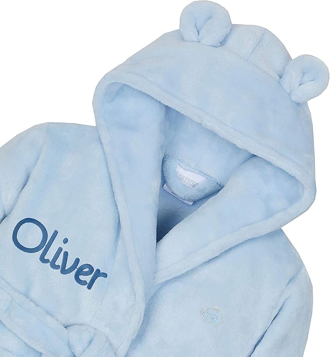 Gembroidery Personalised Baby Bathrobe Hooded Fleece Dressing Gown Super Soft Gifts Bath Robe For Boys Girls Cute Teddy Ears 0 - 4 Years - Baby Robes - British D'sire