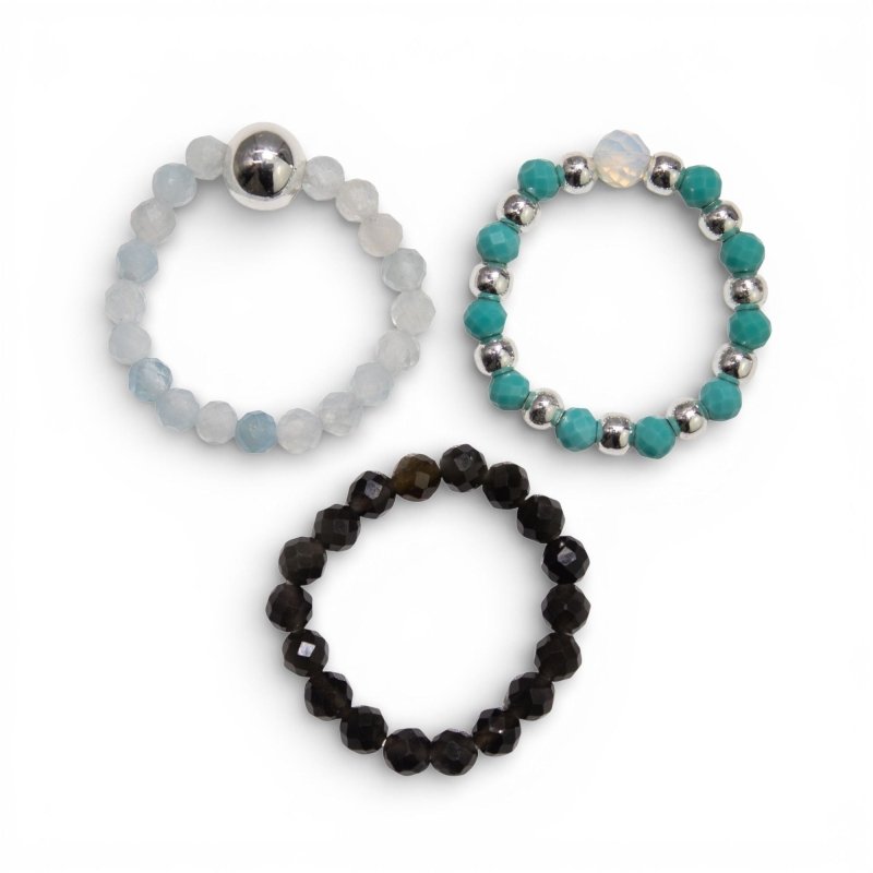 Gemstone Ring Set - Endless Ocean - Nymph Nature Inspired Gemstone Ring Sets - British D'sire