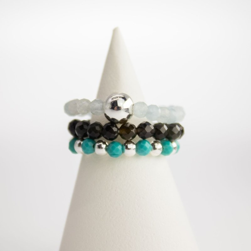 Gemstone Ring Set - Endless Ocean - Nymph Nature Inspired Gemstone Ring Sets - British D'sire