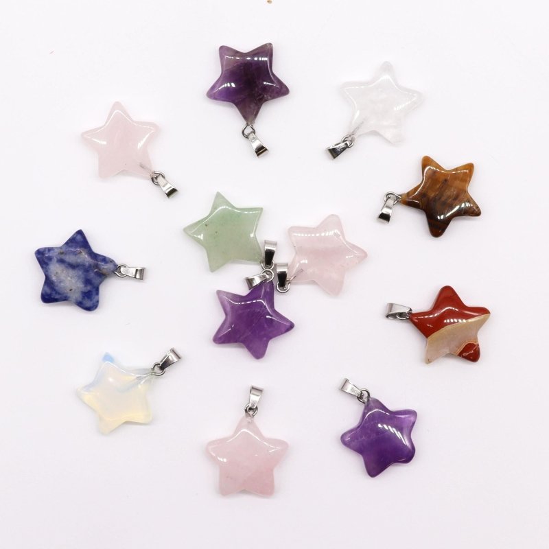 Gemstone Stars Pendants (12 Assorted) 20X6Mm - Gemstone Pendants - British D'sire Main image