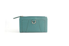 Genuine Full Grain Leather Purse RFID With Ring Detail Aqua - British D'sire