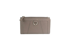Genuine Full Grain Leather Purse RFID With Ring Detail Taupe - British D'sire