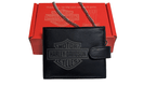 Genuine Leather Harley davidson Wallet with RFID, Safety Chain Gift boxed - Limited Stock - British D'sire