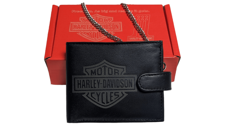 Genuine Leather Harley davidson Wallet with RFID, Safety Chain Gift boxed - Limited Stock - British D'sire