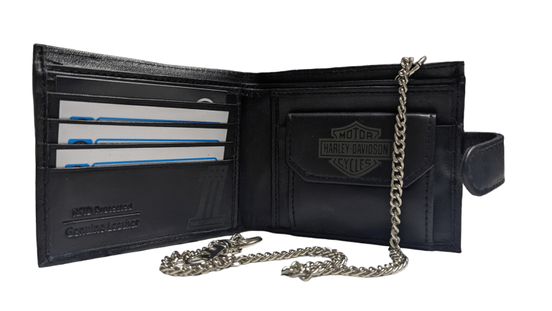 Genuine Leather Harley davidson Wallet with RFID, Safety Chain Gift boxed - Limited Stock - British D'sire Main image