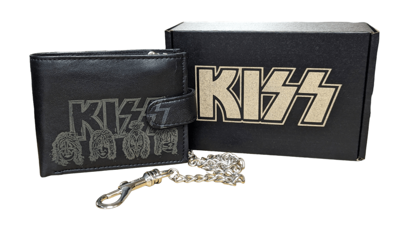 Genuine Leather, Kiss Biker Wallet with RFID , w/wo Safety Chain Gift boxed - British D'sire
