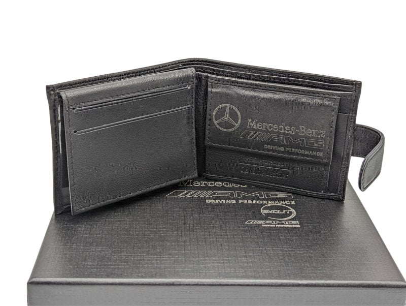 Genuine Leather Mercedes AMG Wallet Sport Wallet, Key Fob, Pen & Cuff links Boxed Gift Set - British D'sire