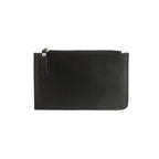 Genuine Leather purse with contrast panel and piping stripe detailing. RFID Black & Grey - British D'sire
