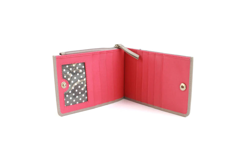 Genuine Leather purse with contrast panel and piping stripe detailing. RFID Stone & Rose - British D'sire Main image
