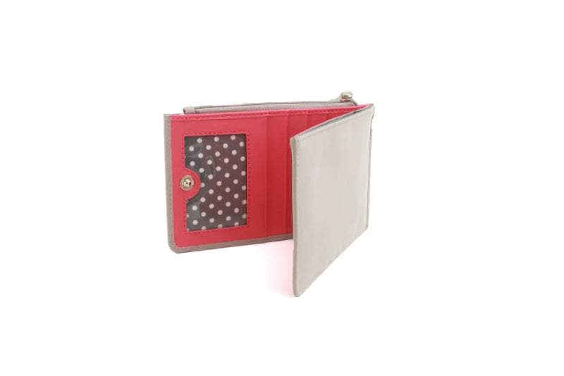 Genuine Leather purse with contrast panel and piping stripe detailing. RFID Stone & Rose - British D'sire