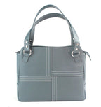 Genuine Soft Leather Handbag With Stitched Detailing Denim - British D'sire