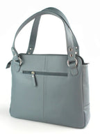 Genuine Soft Leather Handbag With Stitched Detailing Denim - British D'sire