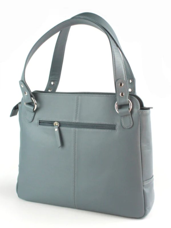 Genuine Soft Leather Handbag With Stitched Detailing Denim - British D'sire