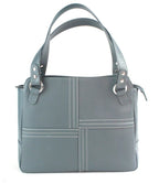 Genuine Soft Leather Handbag With Stitched Detailing Denim - British D'sire
