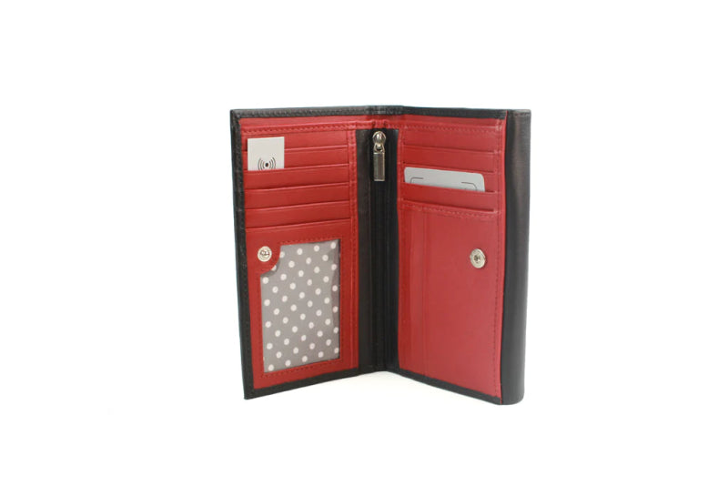 Genuine Soft Leather Purse RFID Plain Black - British D'sire