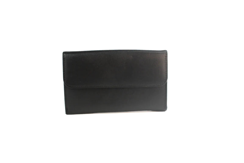 Genuine Soft Leather Purse RFID Plain Black - British D'sire