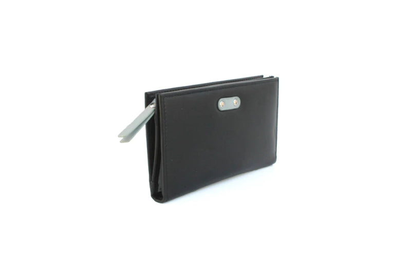 Genuine Soft Leather Purse RFID protection Black & Grey Secondary image