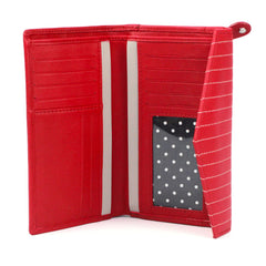 Genuine Soft Leather Purse RFID protection envelope style design and stitching detail Red - British D'sire