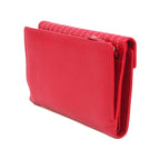 Genuine Soft Leather Purse RFID protection envelope style design and stitching detail Red - British D'sire