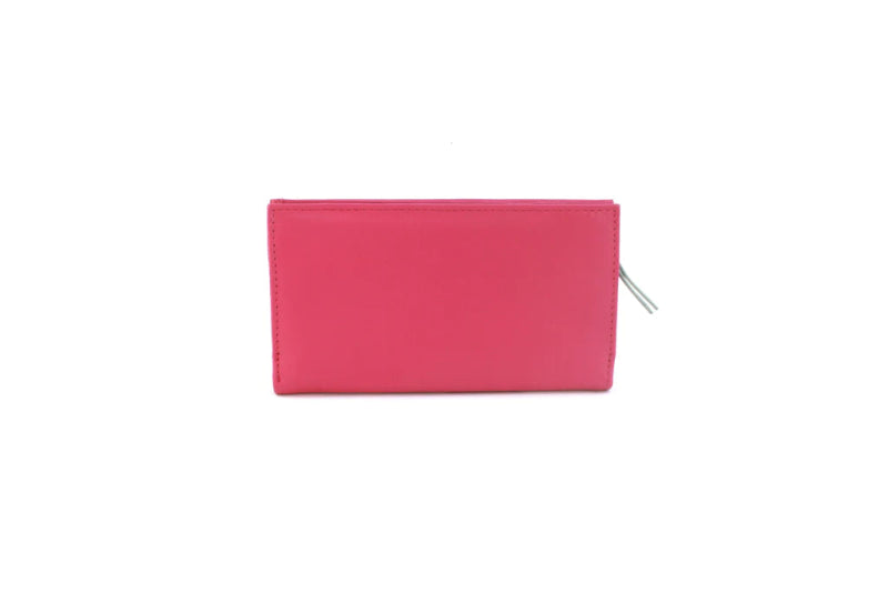 Genuine Soft Leather Purse RFID protection Fuchsia & Grey - British D'sire