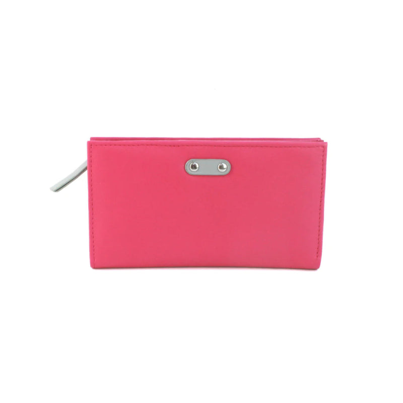 Genuine Soft Leather Purse RFID protection Fuchsia & Grey - British D'sire