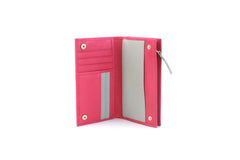 Genuine Soft Leather Purse RFID protection Fuchsia & Grey - British D'sire