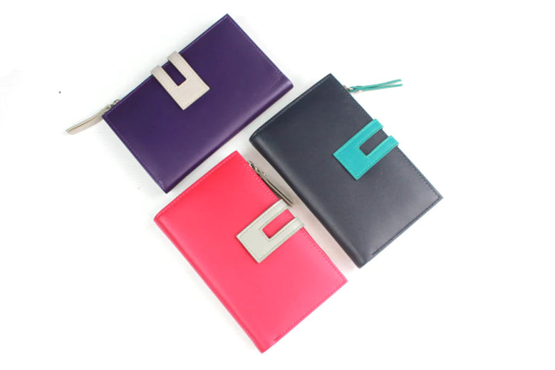 Genuine Soft Leather Purse RFID protection Navy - British D'sire