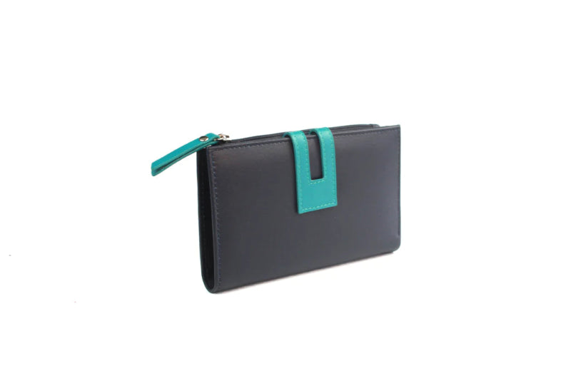 Genuine Soft Leather Purse RFID protection Navy - British D'sire