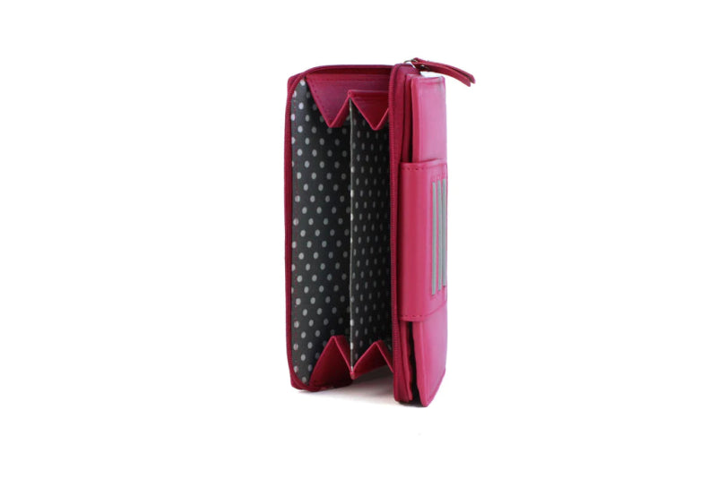 Genuine Soft Leather Purse RFID protection Tab Detail Pink & Purple Secondary image
