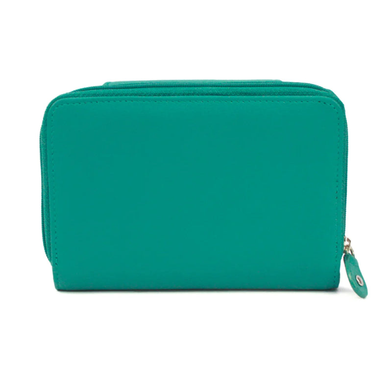 Genuine Soft Leather Purse RFID protection Turquoise - British D'sire