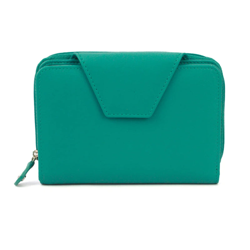 Genuine Soft Leather Purse RFID protection Turquoise - British D'sire Main image