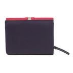 Genuine Soft Leather Purse RFID protection With Contrast colour panel and stripe detail Purple & Pink - British D'sire