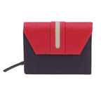 Genuine Soft Leather Purse RFID protection With Contrast colour panel and stripe detail Purple & Pink - British D'sire