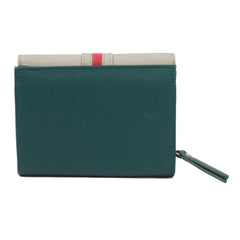 Genuine Soft Leather Purse RFID protection With Contrast colour panel and stripe detail Teal & Ivory - British D'sire