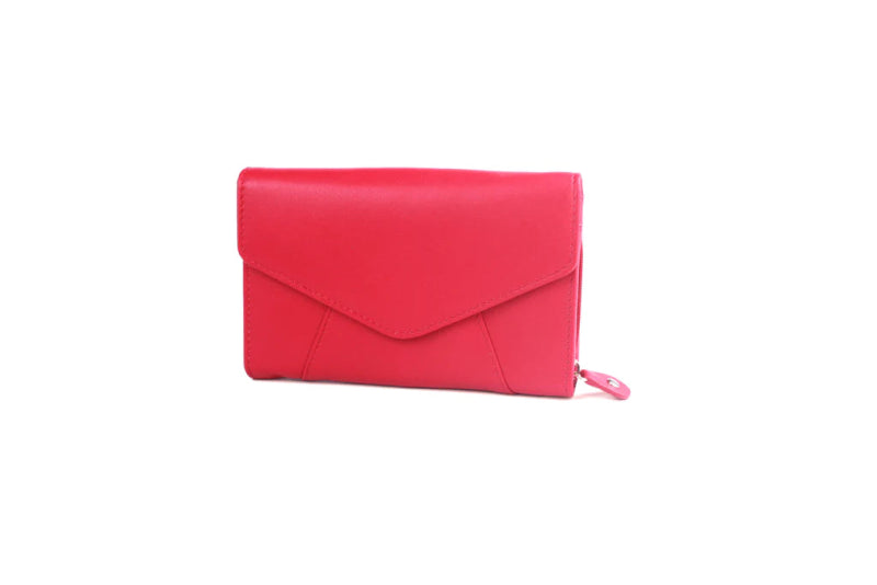 Genuine Soft Leather Purse RFID protection with envelope style panel Watermelon - British D'sire Main image