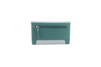 Genuine Soft Leather Purse RFID with contrast envelope style panels and metal bar Aqua & Grey - British D'sire