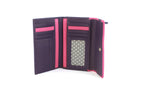 Genuine Soft Leather Purse RFID with contrast panel and stud detail Purple & Pink - British D'sire