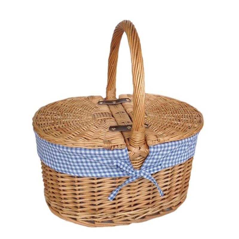 Gingham Lining Oval Butterfly Lidded Picnic Basket Secondary image