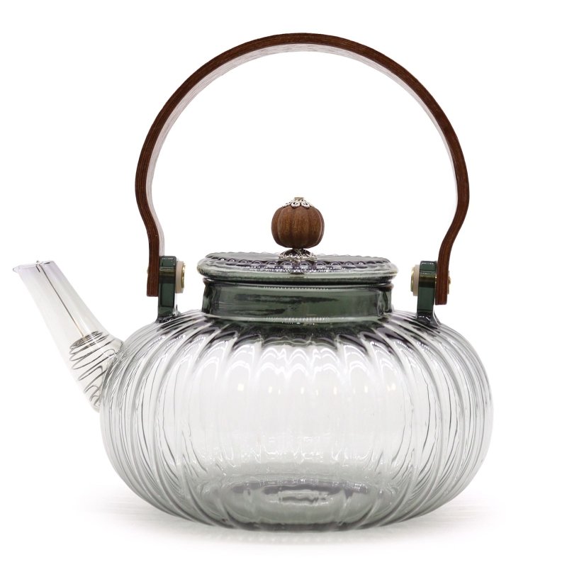 Glass Infuser Teapot - Charcoal Ribbed Pearl - 950ml - Herbal Teapot Set - British D'sire