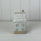 Glazed Ceramic House Ornament with Textured Detail and LED - Home Decor - British D'sire